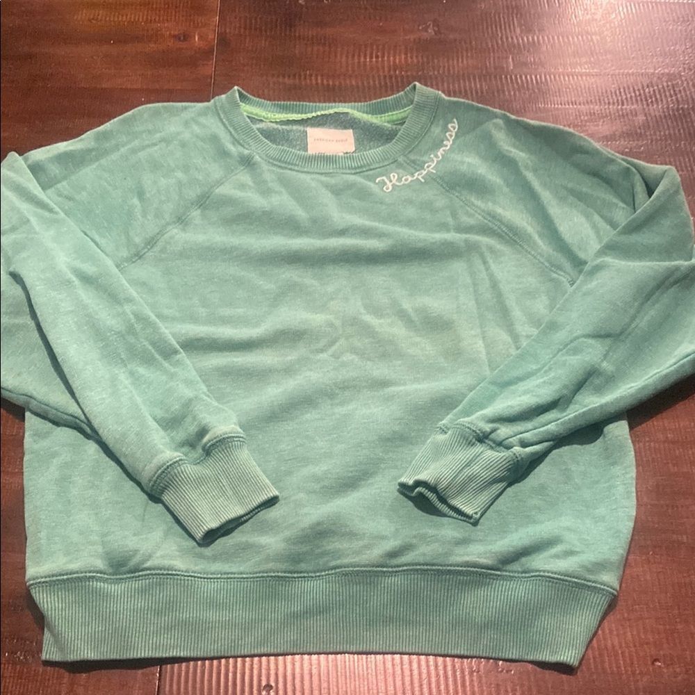 American Eagle Green women’s Sweatshirt with Happiness Embroidered on neckline M